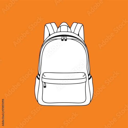 Simple vector of a school backpack, outline only