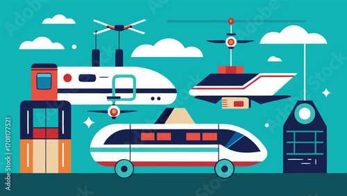 Futuristic autonomous transportation system vector illustration scalable eps icon for future mobility