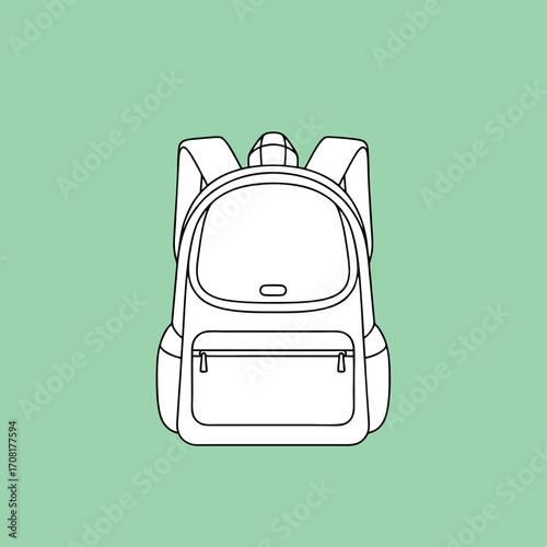 Simple vector of a school backpack, outline only