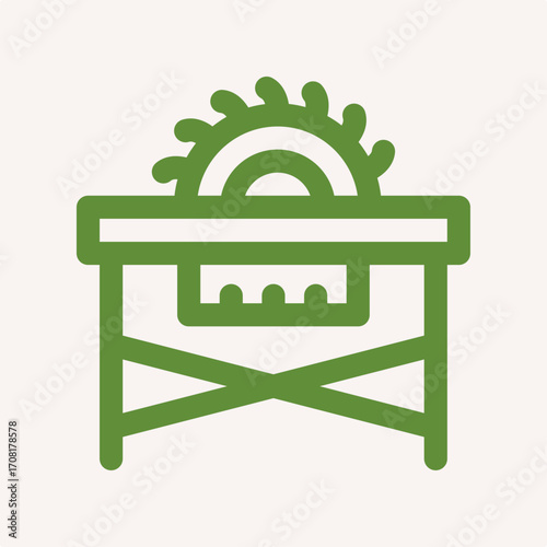 Wood cutting machine symbol artwork trendy useful vector Illustration design ravishing colorful background