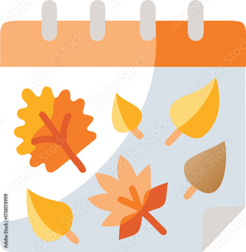 Fall themed calendar icon depicting the arrival of the Autumn season