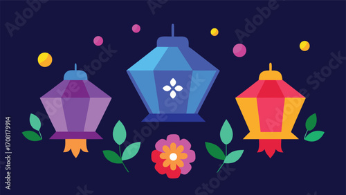Vibrant collection of glowing lanterns vector illustration scalable eps for festive decor