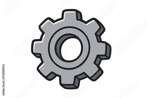 Cartoon cogwheel gear icon vector illustration with transparent background. Engineering mechanical symbol, industrial machinery part, technical design element, ordered set, technology concept