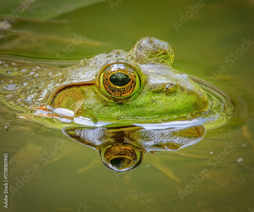 Bullfrog in Woodcock Preserve, Mattapoisett, Massachusetts