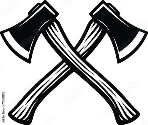 wooden axe vector hand drawn illustration.