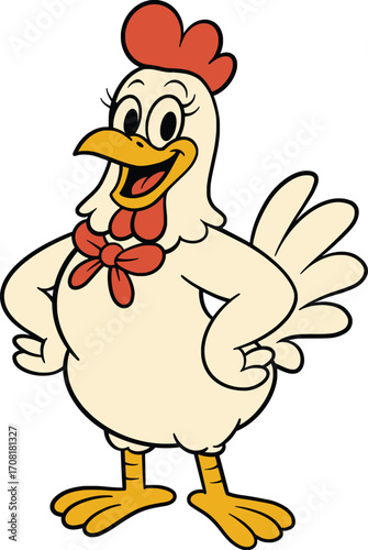 retro chicken mascot vector illustration