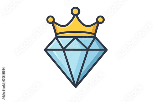 Diamond Crown Luxury Jewelry Logo. Royal Gemstone Badge. Premium Crystal Emblem. Elegant Jewel Icon for Boutique, Jewelry Store, Wealth, Prestige, Exclusive Brand, High-End Luxury Vector Illustration