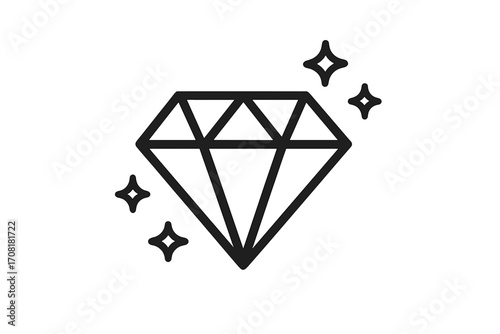 Modern minimalist shining diamond logo design, elegant geometric jewel icon, luxury brand vector illustration with transparent background, premium gemstone symbol set