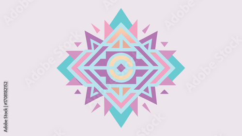Pastel Geometric Eye Symbol With Sunburst Rays abstract
