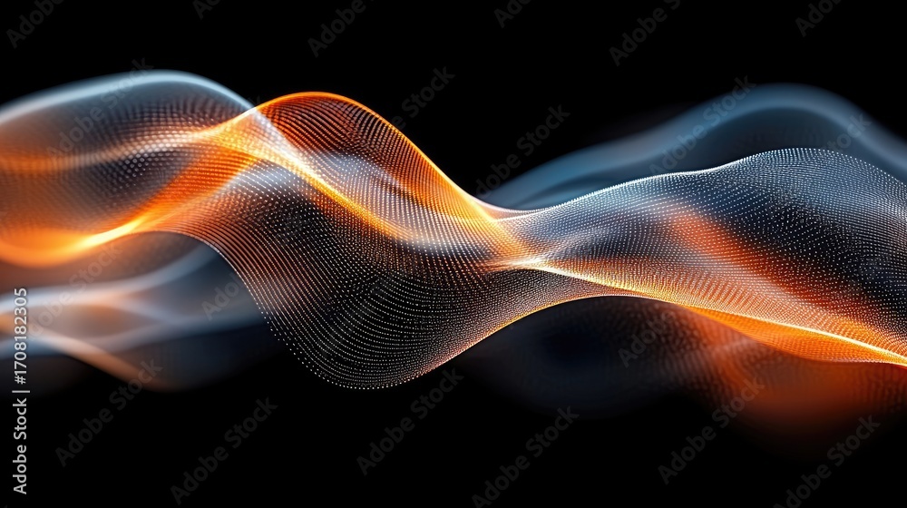 Obraz premium Abstract glowing wave patterns on black background