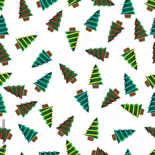 Christmas Tree Seamless Pattern, Seasonal background or wallpaper, Festive design element