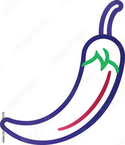 Illustration of a chili pepper with bold outline and vibrant colors