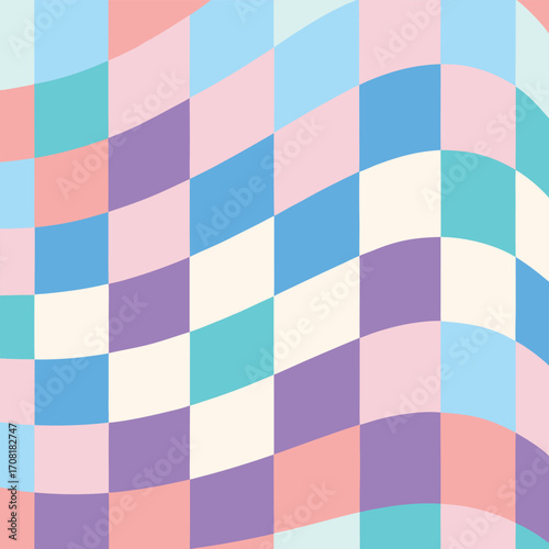 Pastel Wavy Checkerboard Pattern with Soft Colors vector illustration