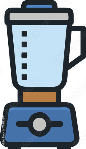 Illustration of a kitchen blender with a scale for measurements