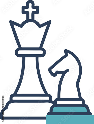 A minimal illustration of chess pieces king and knight in blue