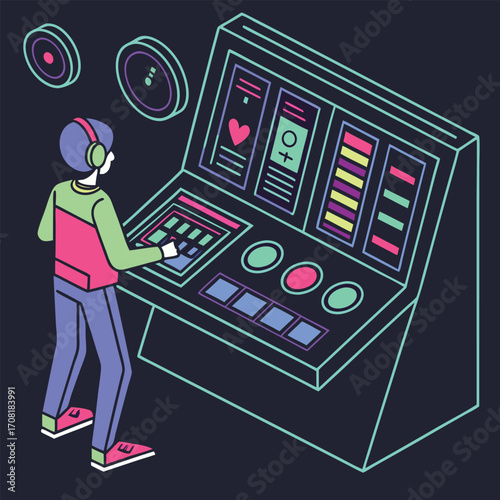 young man playing video game