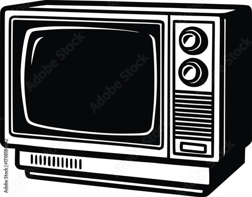 hand drawn vector illustration of old tube television