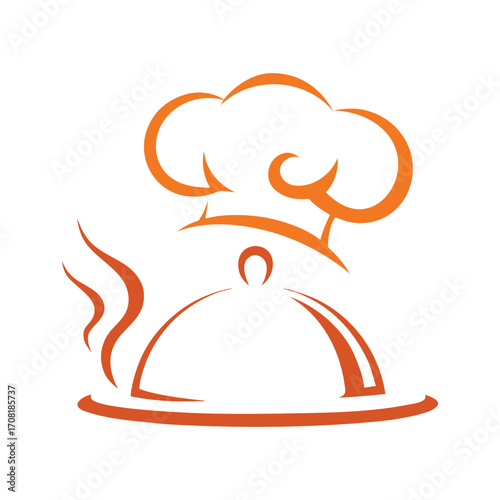 Chef Hat and Cloche with Steam - Culinary Icon