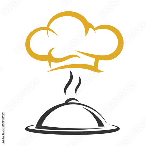 Chef Hat and Cloche with Steam Icon