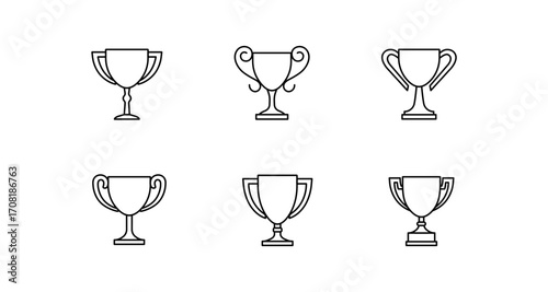 Minimalist trophy outline collection for achievement and competition themes