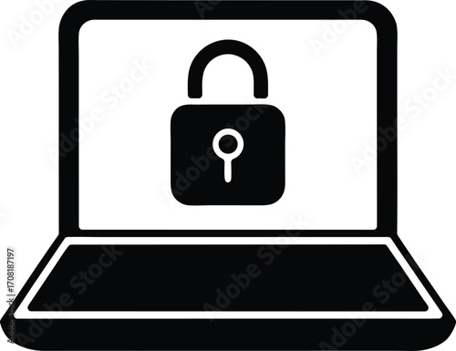 Laptop lock vector icon.