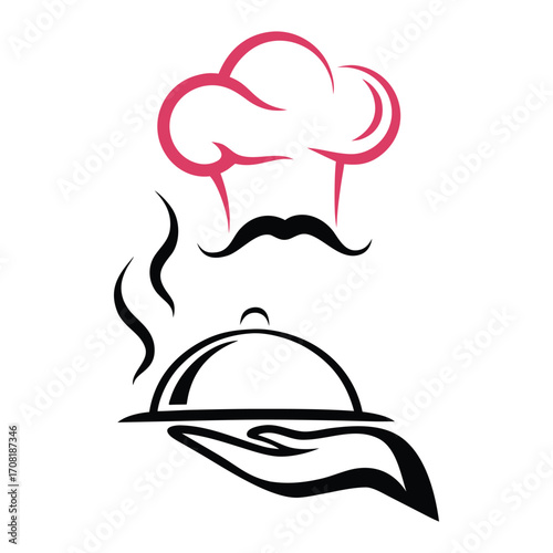 Chef's Hat and Serving Dish Logo with Steam