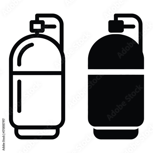 Two icons representing gas cylinders or tanks