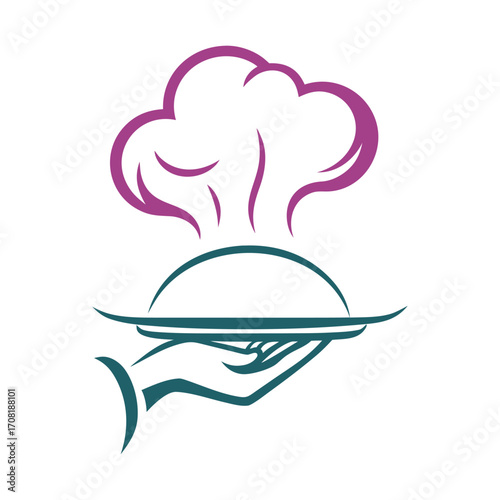 Chef's Hat and Serving Dish Logo with Steam