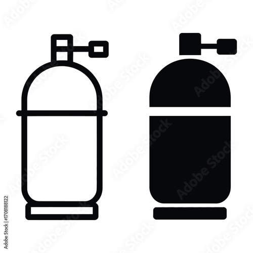 Two scuba diving air tank icons outline and solid