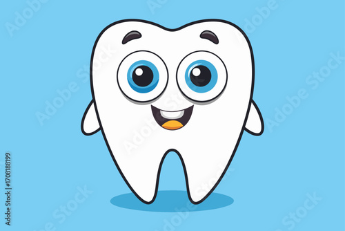 Cute Cartoon Tooth Character Illustration