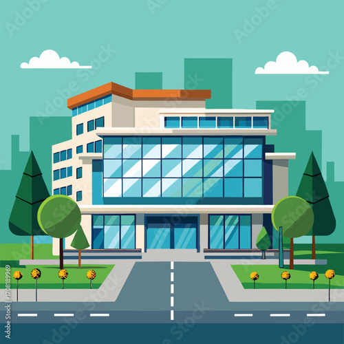 Modern Office Building with Glass Façade
