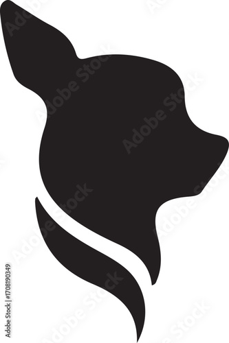 Chihuahua Silhouette: A sleek, minimalist silhouette of a Chihuahua's head, exuding elegance and charm. Perfect for any canine-themed design.