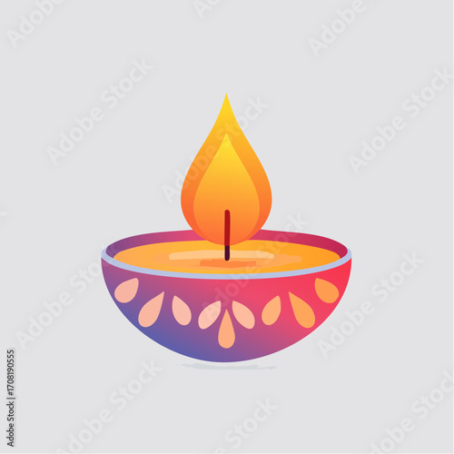 Diwali Candle Illustration Traditional Indian Festival Celebration and Festive Lighting