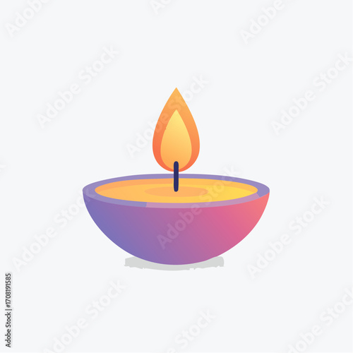 A beautifully stylized illustration of a vibrant lit diya, capturing the essence of warmth, celebration, and tradition for Indian festivals
