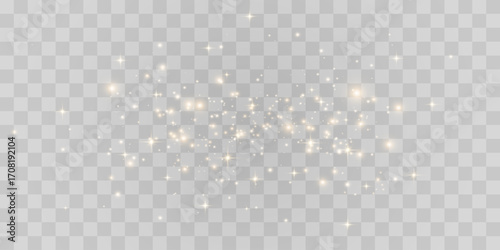 Magical light dust with a soft glow. Floating particles of light. Christmas light effect with sparkling fairy dust shining on a transparent background. Vector png