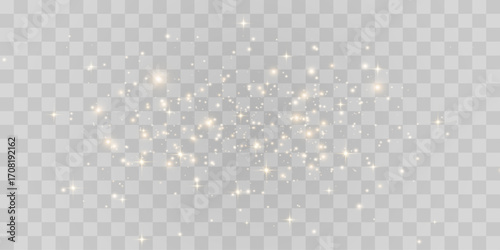 Magical light dust with a soft glow. Floating particles of light. Christmas light effect with sparkling fairy dust shining on a transparent background. Vector png