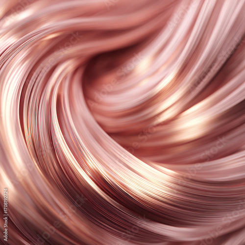 Rose Gold Hair Texture, Smooth Flowing Strands, Beauty Abstract Background