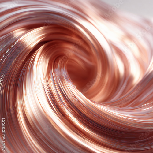 Rose Gold Hair Swirl, Shiny Smooth Texture, Beauty Abstract Background