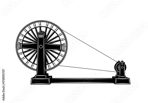 Vintage Spinning Wheel Illustration Keywords: spinning wheel, charkha, gandhi, india, textile