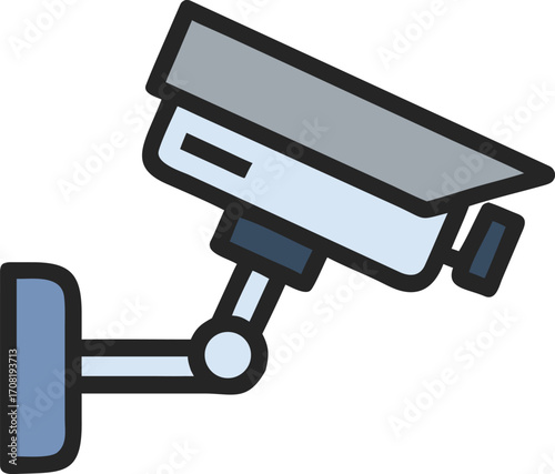 Security camera with wall mount bracket for surveillance, safety and protection
