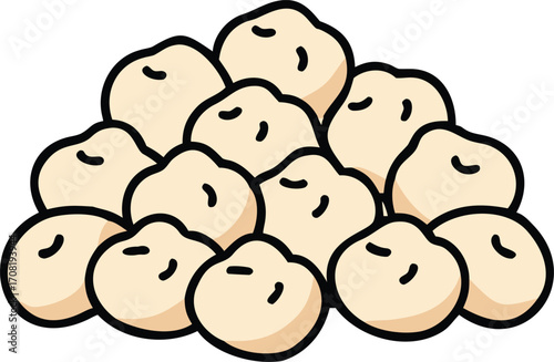 Pile of freshly picked chickpeas with a simple vector design style