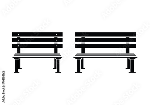Vector art of two black park benches