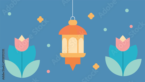 Peaceful festive ramadan lanterns and flowers illustration vector eps scalable design