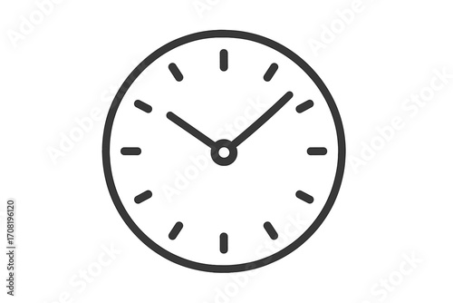 Clock icon, time symbol vector illustration. Watch face with hands. Concept for time management, schedule, deadline, timer. Simple linear design for web, app, and business.