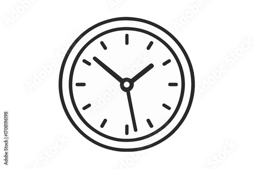 Simple clock icon for time management. Timer and watch symbol. Minimalist line art vector illustration. Concept of schedule, deadline, time passing and appointment. Wall clock.