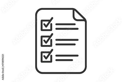 Checklist icon. To-do list with checkmarks. Concept of tasks completed, survey, questionnaire, test, or form. Planning and organization. Document report symbol. Vector.