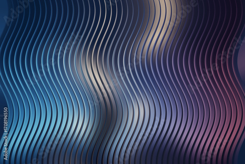 Abstract wavy lines background with blue, purple, and gold color tones