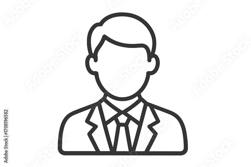 Businessman linear icon for corporate identity. Employee, manager, or user profile avatar symbol. Simple vector illustration of a person head in a suit for business concept.