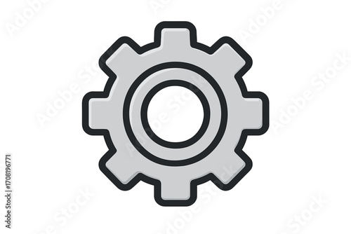 Gear icon vector. Cogwheel symbol. Industry and technology concept. Cartoon illustration of a mechanism. Engineering, development, and progress. Settings and options.