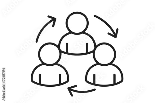 Teamwork and collaboration icon. Business communication and workflow process. Group interaction and community network. Human resources synergy and cooperation concept vector.
